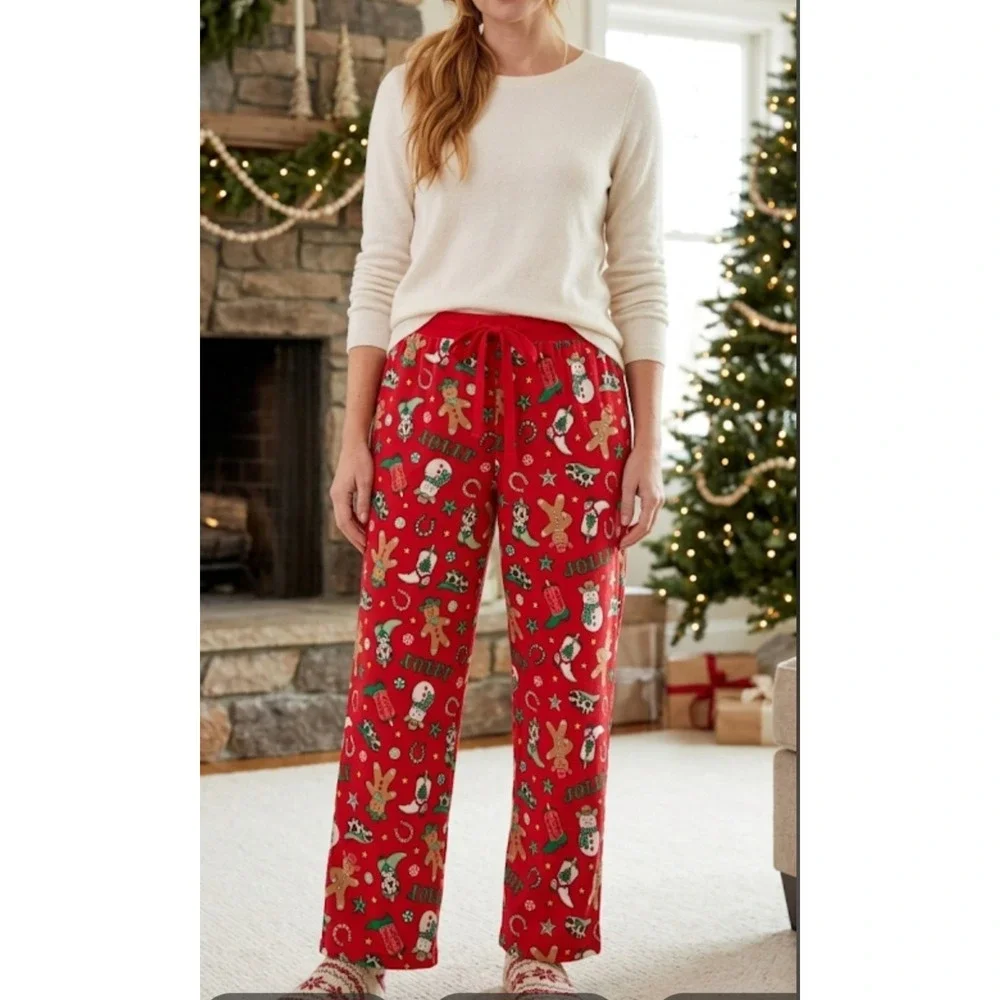 Magical Season Men's Red Gingerbread Christmas Pajama Pants Large NWT